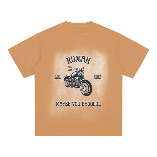 Square Patch Monkey Washed Drop Shoulder T-Shirt - 250 GSM