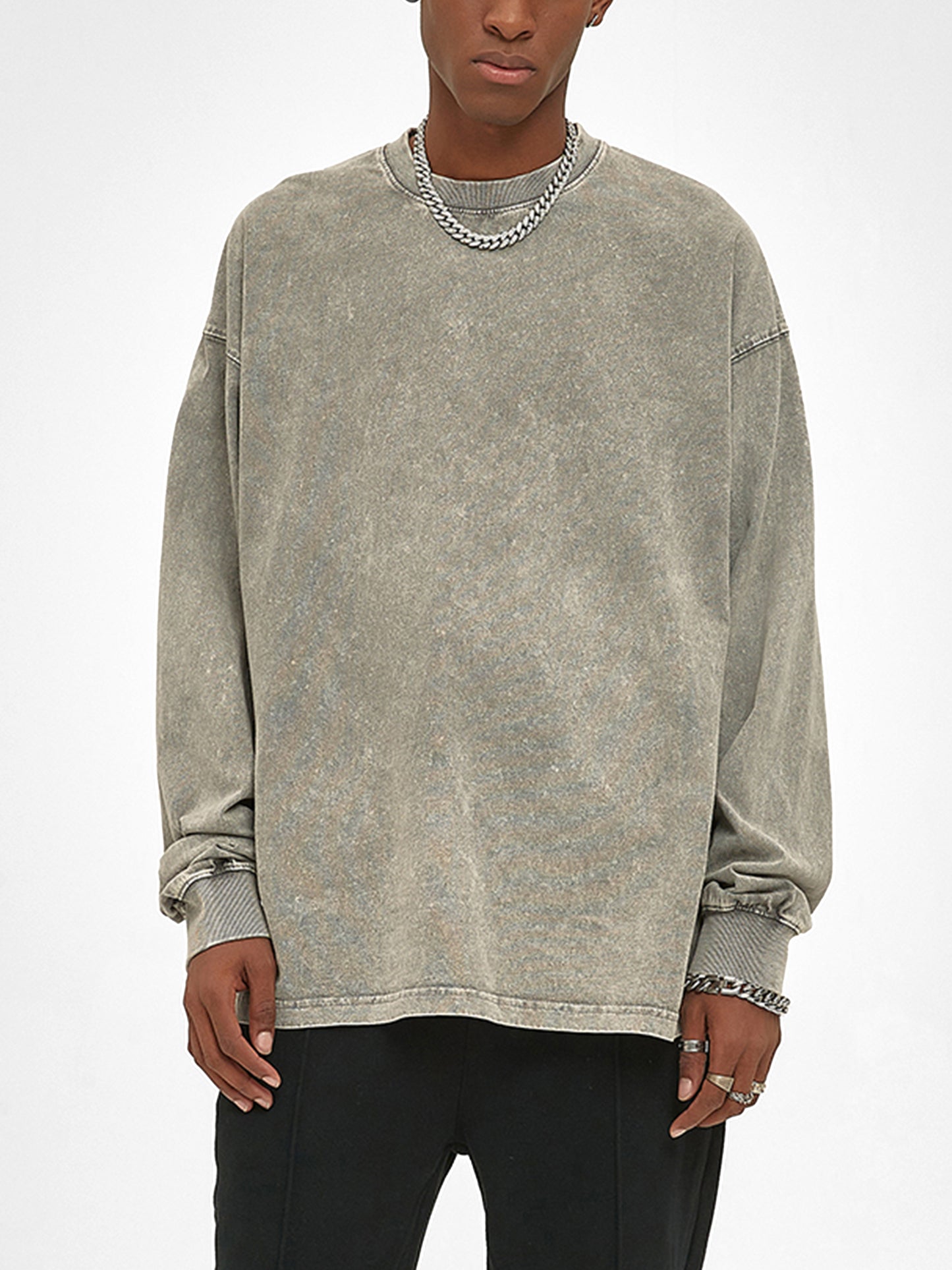 Acid Wash Oversize Long Sleeve T-Shirt - 250 GSM