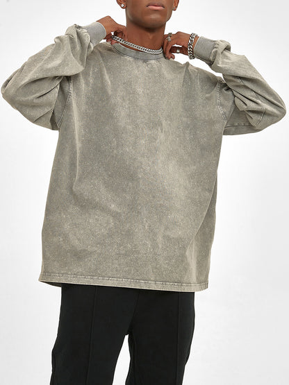 Acid Wash Oversize Long Sleeve T-Shirt - 250 GSM