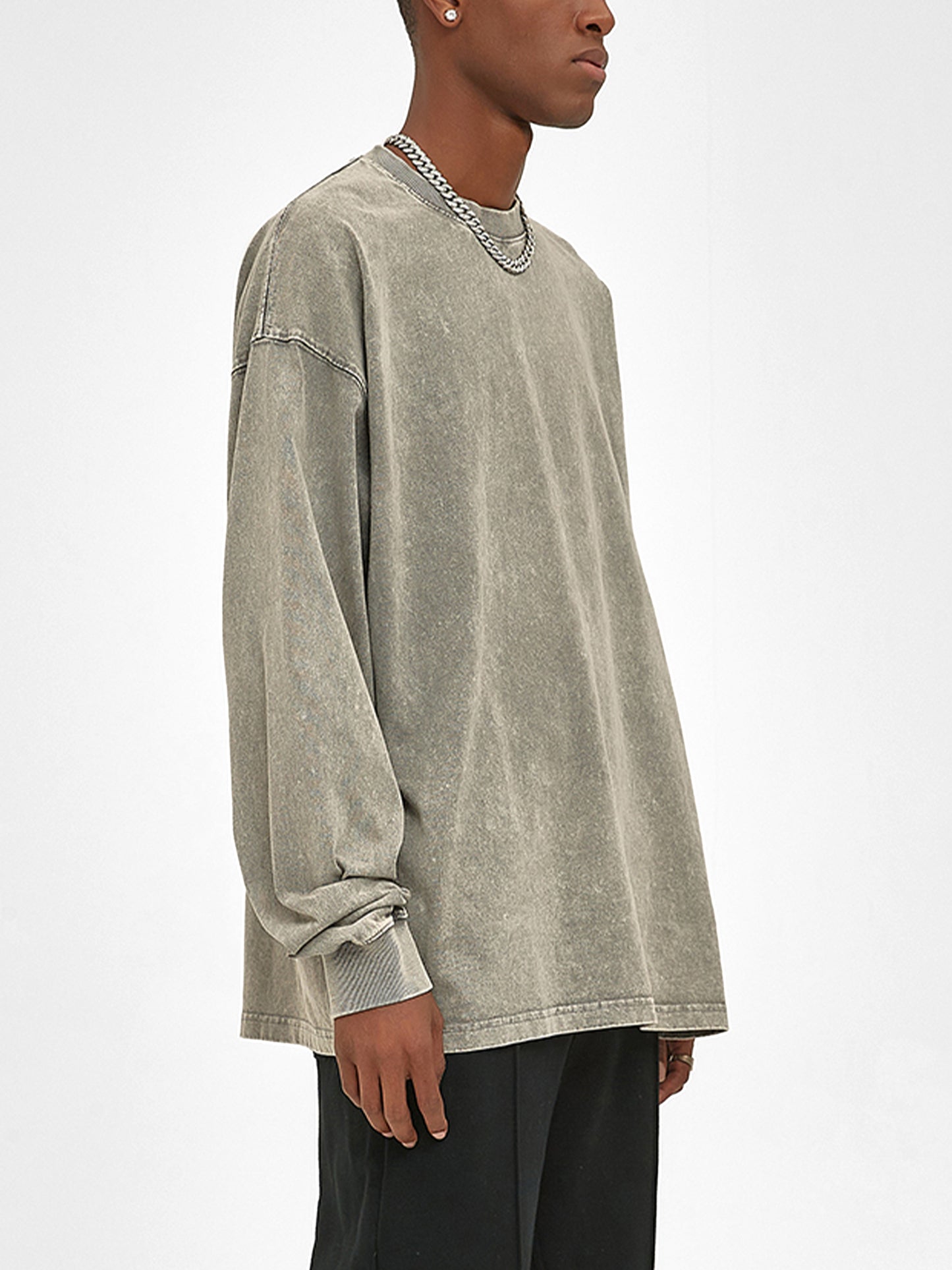 Acid Wash Oversize Long Sleeve T-Shirt - 250 GSM